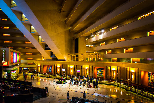 Las Vegas, Nevada, USA. Check in desk inside Luxor hotel.