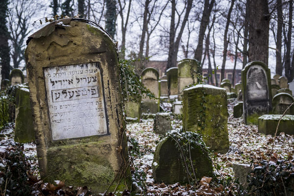 Krakow, Poland, North East Europe. Tombstones in new Jewish cemetery.