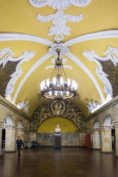 Moscow, Russia, Eurasia. Komsomolskaya metro station.