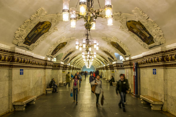 Moscow, Russia, Eurasia. Kievskaya metro station.