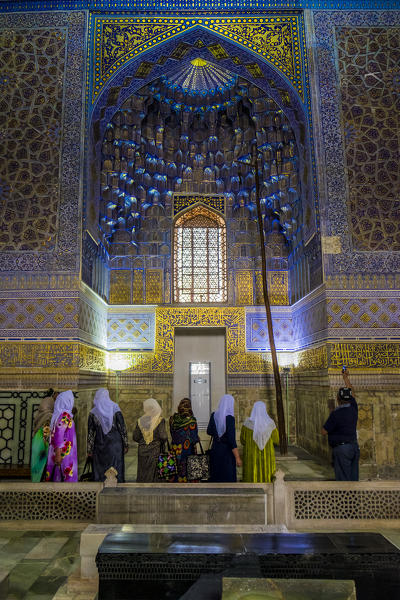 Samarkand, Uzbekistan, Central Asia. Interior of the Gur-e Amir, Timur's mausoleum.