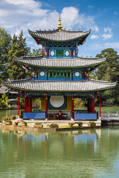 Pagoda at Black Dragon Pool, Lijiang, Yunnan Province, China,Asia,Asian,East Asia,Far East