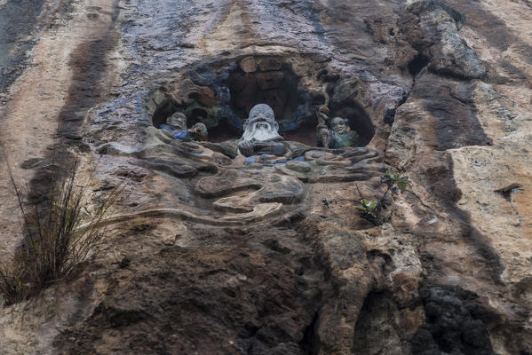Chinese God on cliff mountain, Western Hill and Dragon Gate, Kunming, Yunnan Province, China, Asia, Asian, East Asia, Far East
