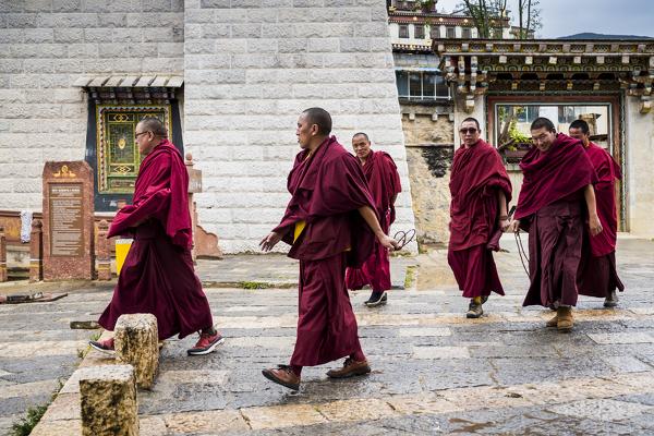 Monks at Ganden Sumtseling Monastery, Zhongdian, Shangri-La County, Yunnan Province, China, Asia, Asian, East Asia, Far East