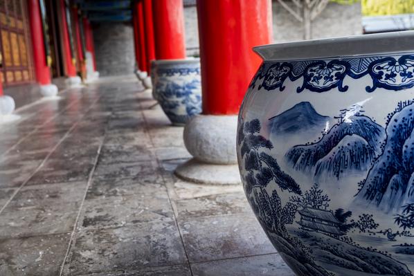Pot detail at Mufu Palace, Lijiang, Yunnan Province, China, Asia, Asian, East Asia, Far East
