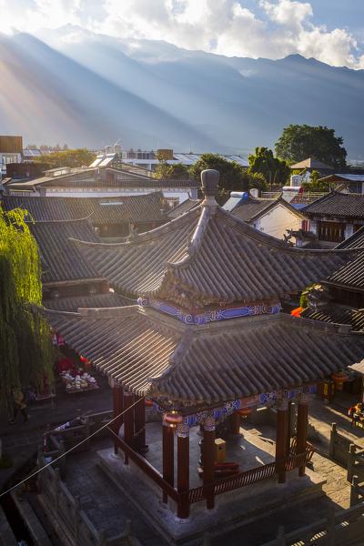 Top view of Chinese Traditional Tiled roofs in Dali, Yunnan Province, China, Asia, Asian, East Asia, Far East