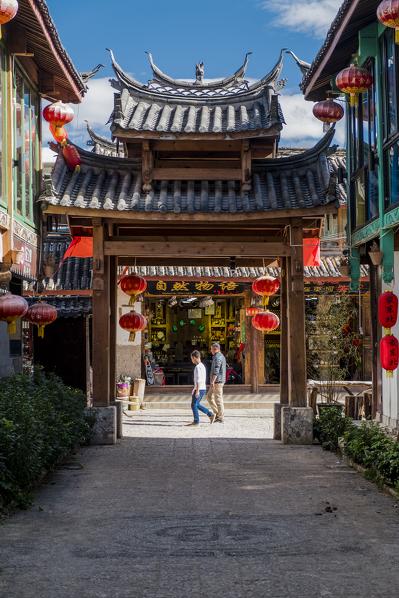 People walking in Shuhe Old Town or Shaowu village, Lijiang, Yunnan Province, China, Asia, Asian, East Asia, Far East