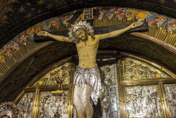The Altar of the Crucifixion, Church of the Holy Sepulchre, Jerusalem, Israel, Middle East