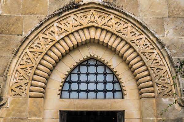 The second station of the Via Dolorosa, detail of facade of the Church of the Flagellation, Jerusalem, Israel, Middle East