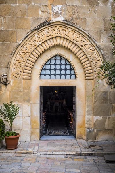 The second station of the Via Dolorosa, facade of the Church of the Flagellation, Jerusalem, Israel, Middle East