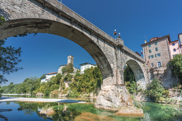 The Devil's Bridge (Ponte del Diavolo) on the Natisone river, Cividale del Friuli, Udine, Friuli Venezia Giulia, Italy, Europe