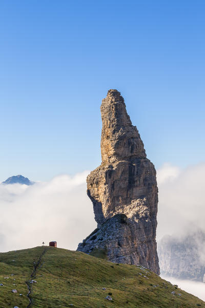 Campanile di Val Montanaia, iconic steeple of the Friulian Dolomites, Cimolais, Pordenone, Friuli Venezia Giulia, Italy