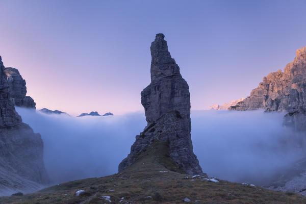 Campanile di Val Montanaia, iconic steeple of the Friulian Dolomites, Cimolais, Pordenone, Friuli Venezia Giulia, Italy