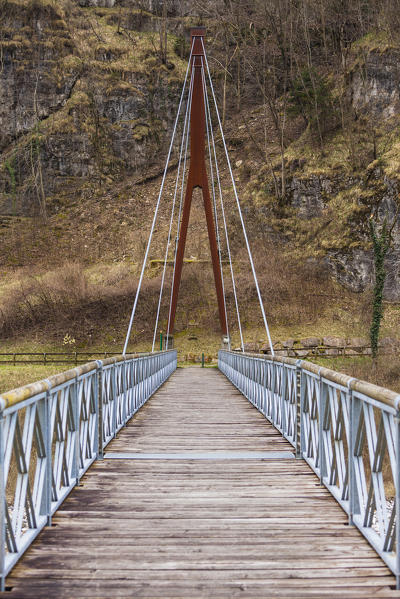 The bridge over the Cordevole river between La Muda and the little village of Agre. Monti del Sole, Dolomiti Bellunesi National Park, Belluno, Veneto, Italy