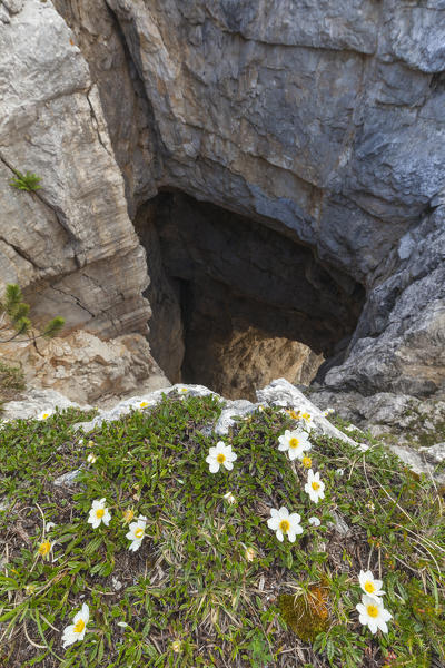 europe, North Italy, Veneto, Belluno, Monti del Sole, Dolomites. Bus de le neole (hole of the clouds)