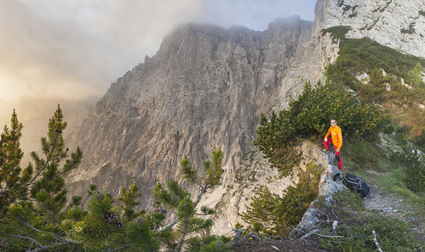 europe, North Italy, Veneto, Belluno, Monti del Sole, Dolomites. The impressive val Pegolera from the panoramic balcony of the fork Bus de le Neole