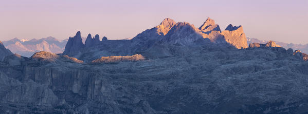 Europe, Italy, South Tyrol, Bolzano. Puez and Odle as seen from south, Dolomites