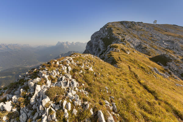 Europe, Italy, Veneto, Belluno. On the ridge of Mount Ramezza in a summer morning. Dolomites, Belluno Dolomiti National Park, Vette Feltrine