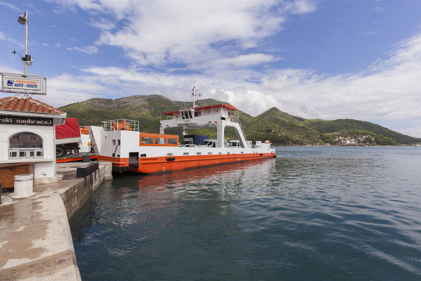Ferry boat in the Bay of Kotor from Lepetane to Kamenari, Kotor Bay, Montenegro