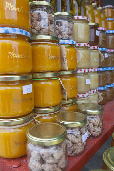 Local products on sale in the market along the road near Komin, Croatia