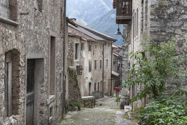 Europe, Italy, Friuli. Walking in the Erto old streets, Pordenone