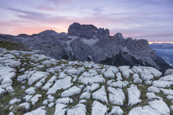 Europe, Italy, Veneto, Belluno. Croda dei Toni at sunset, Sexten Dolomites