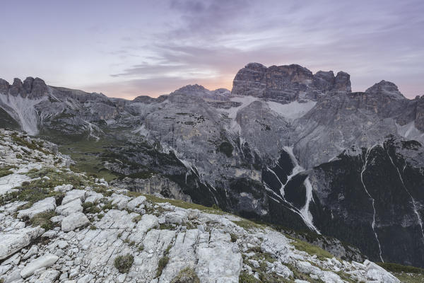 Europe, Italy, Veneto, Belluno. Croda dei Toni at sunset, Sexten Dolomites