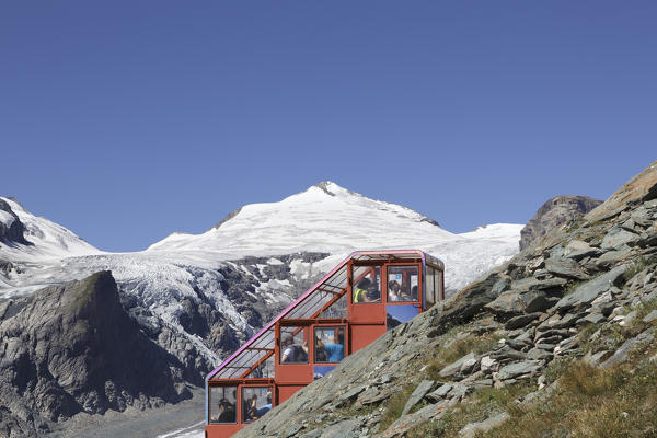 Europe, Austria, Carinthia. Funicular railway to the Pasterze Glacier at Grossglockner, High Tauern