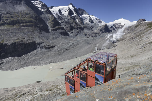 Europe, Austria, Carinthia. Funicular railway to the Pasterze Glacier at Grossglockner, High Tauern