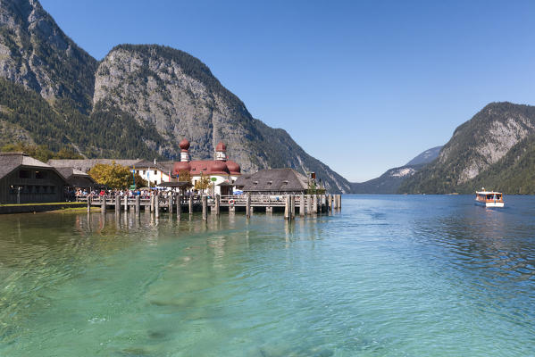 Europe, Germany, Bavaria, Berchtesgaden. St. Bartholomew's Church at Konigssee