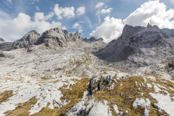 Europe, Italy, Veneto, Cadore, Auronzo. 
Some peaks in the Marmarole group, Dolomites, near the bivouac tiziano