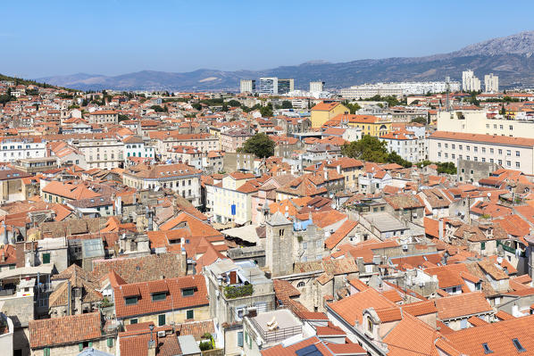 Elevated view of Split from the bell tower of the cathedral, Dalmatia, Croatia