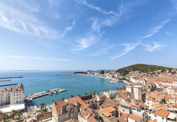 Elevated view of Split from the bell tower of the cathedral, Dalmatia, Croatia