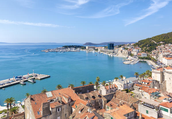 Elevated view of Split from the bell tower of the cathedral, Dalmatia, Croatia