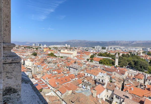 Elevated view of Split from the bell tower of the cathedral, Dalmatia, Croatia