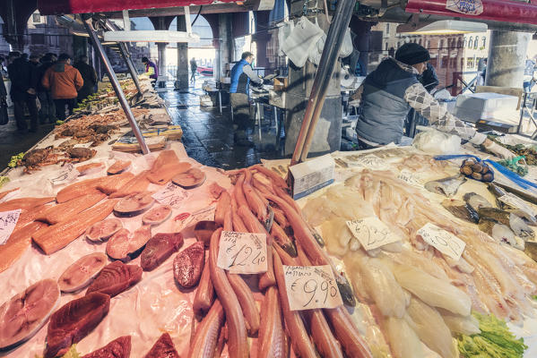 The fish market near Rialto, Venice, Veneto Italy