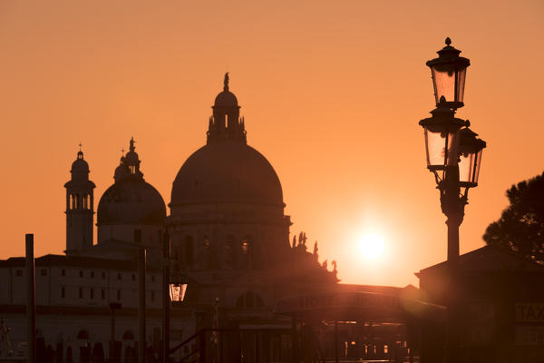 Basilica di Santa Maria della Salute, Saint Mary of Health at sunset, Punta della Dogana, Venice, Veneto, Italy