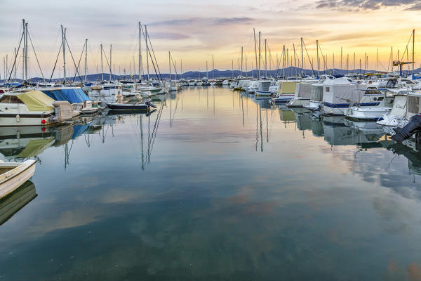 Europe, Croatia, North Dalmatia, Dalmatian coast, Zadar, Zara, boats in the Tankerkomerc harbour