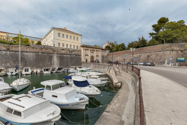 Mainland Gate (Kopnena vrata) with the Venetian winged lion over gate entrance to the city of Zadar, Dalmatia, Croatia
