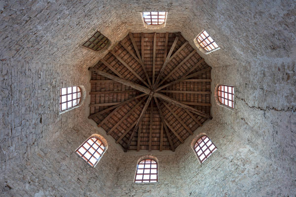 porec - Parenzo, hexagonal ceiling of the Euphrasian Basilica, unesco world heritage site, Istria, Adriatic coast, Croatia