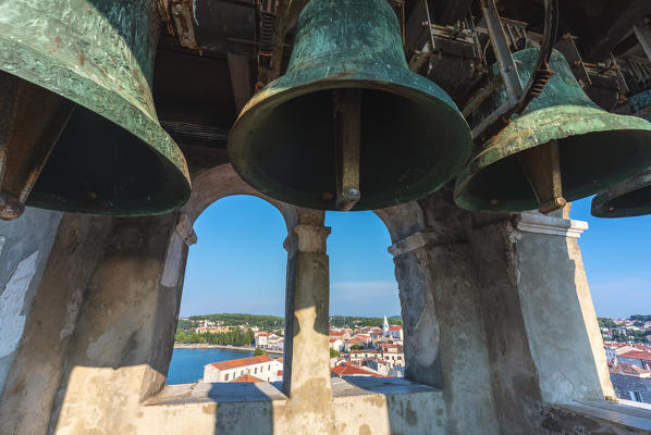 Porec - Parenzo, Euphrasian Basilica, view of the city roofs from the bell tower, unesco world heritage site, Istria, Adriatic coast, Croatia
