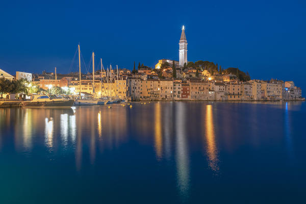 Rovinj - Rovigno, view of the city at dusk,  Istria, Adriatic coast, Croatia