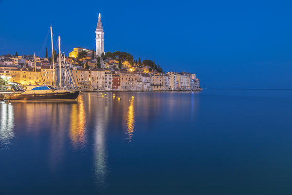 Rovinj - Rovigno, view of the city at dusk,  Istria, Adriatic coast, Croatia