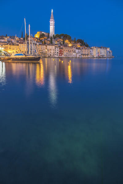 Rovinj - Rovigno, view of the city at dusk,  Istria, Adriatic coast, Croatia