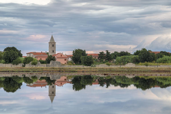 Town of Nin with the old saltworks in foreground, zadar county, Dalmatia, Croatia