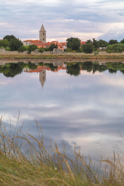 Town of Nin with the old saltworks in foreground, zadar county, Dalmatia, Croatia