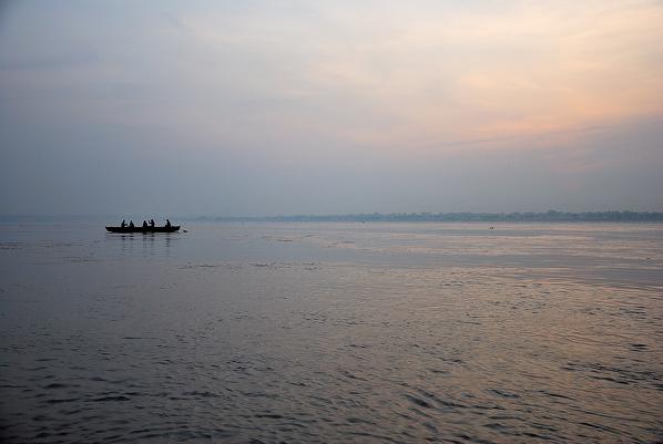 Gange, Varanasi, India. The sunrise in the sacred water of big Gange.