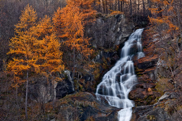 Pellice Valley,Turin,Piedmont,Italy. Autumn waterfall