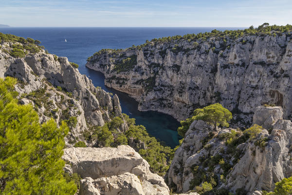 Marseille, Cassis, Provence, France, Europe. Landscapes of the Calanques, Calanque d'En-Vau          