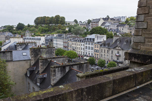 Brittany, Finistère, France. Morlaix city, City view from the viaduct